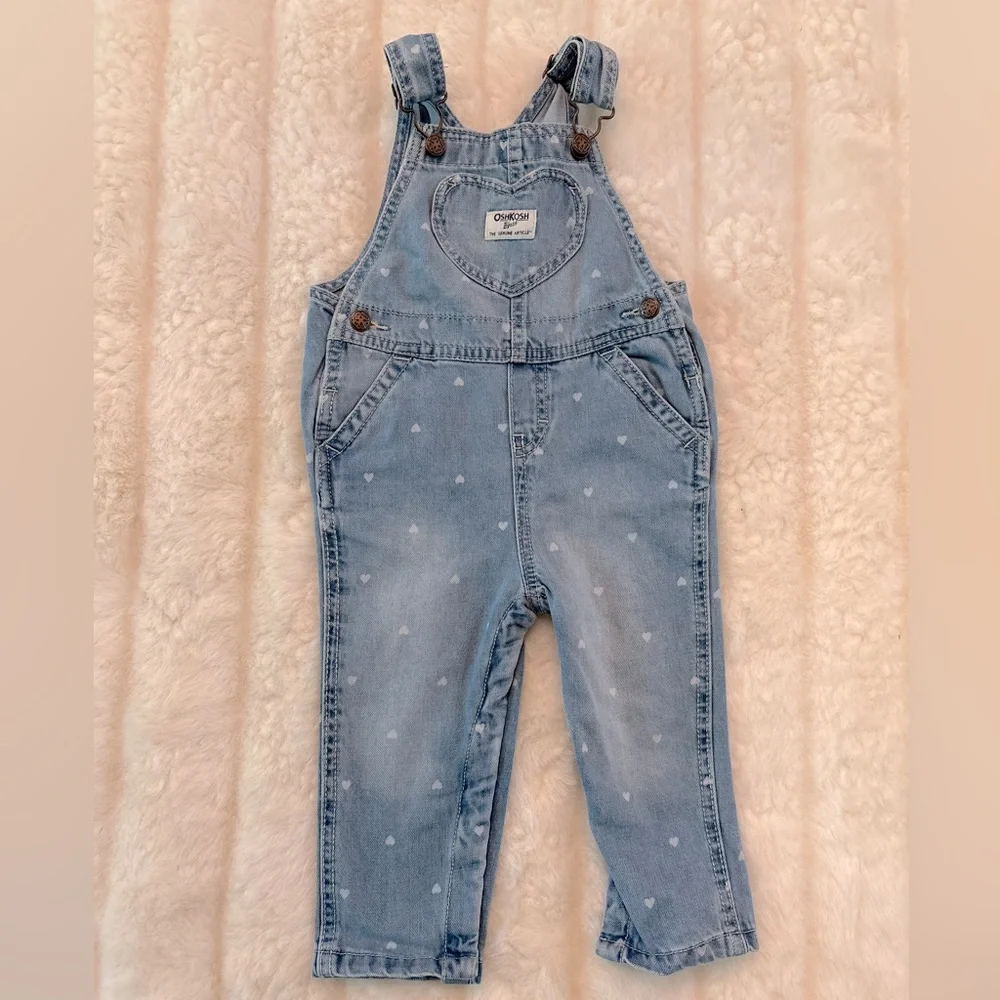 Baby girl hearts 18 month OshKosh B'gosh Blue Denim Kids Overalls